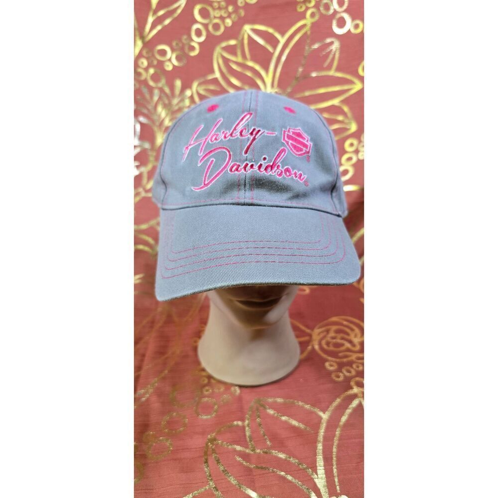 Harley Davidson pink and gray strapback baseball cap